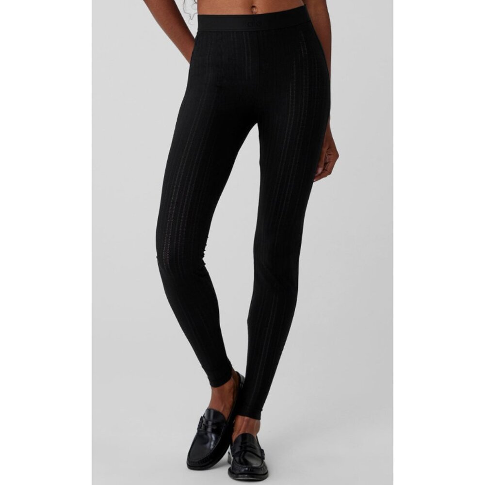 NEW Alo High-Waist Euphoria Leggings Black Mesh Sheer See-Through Transparent S